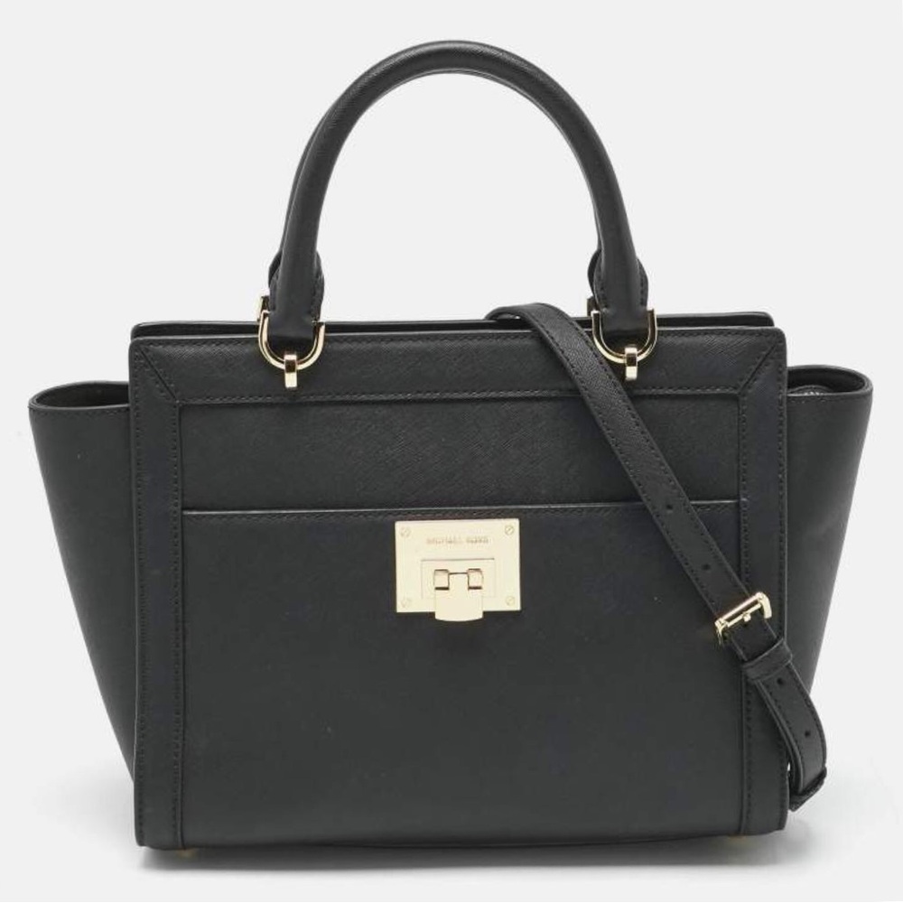 Michael Kors “Tina” Black leather satchel